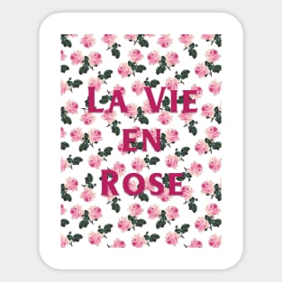 La Vie En Rose - Pink Vintage roses on White Sticker